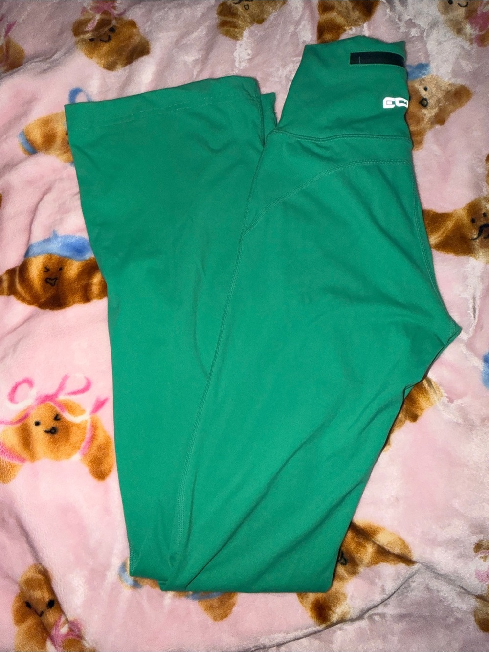 ECHT Emerald Green High-Waist Flare Pants - Picture 1 of 5